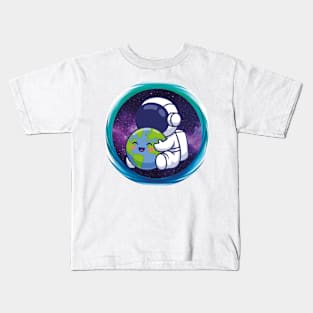 Astronaut Hugging Earth Kids T-Shirt